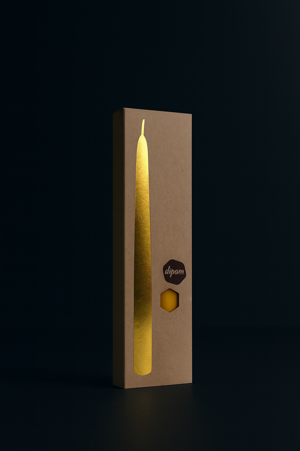 Ra Lumière beeswax dinner candles with packaging, product photo