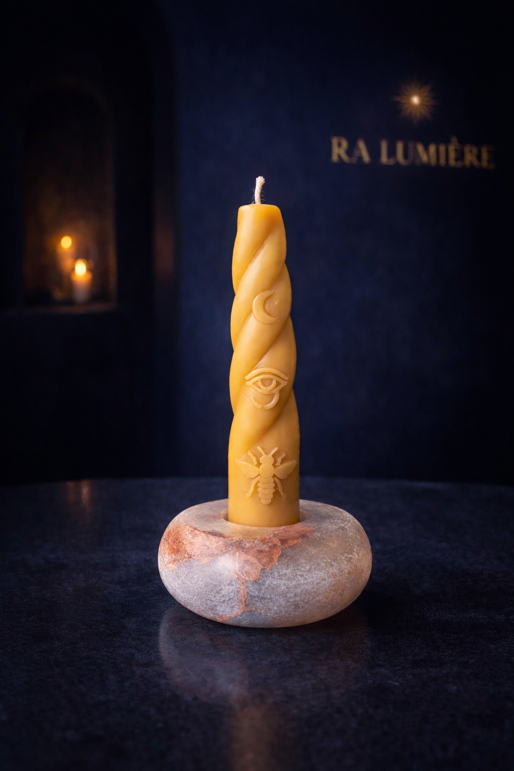 Alabaster candle holder Isis
