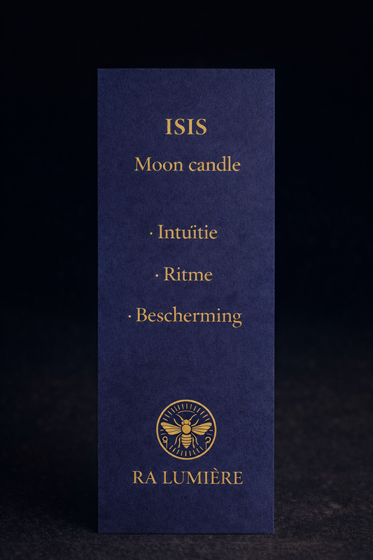 Beeswax moon candle Isis ritual card Ra Lumière